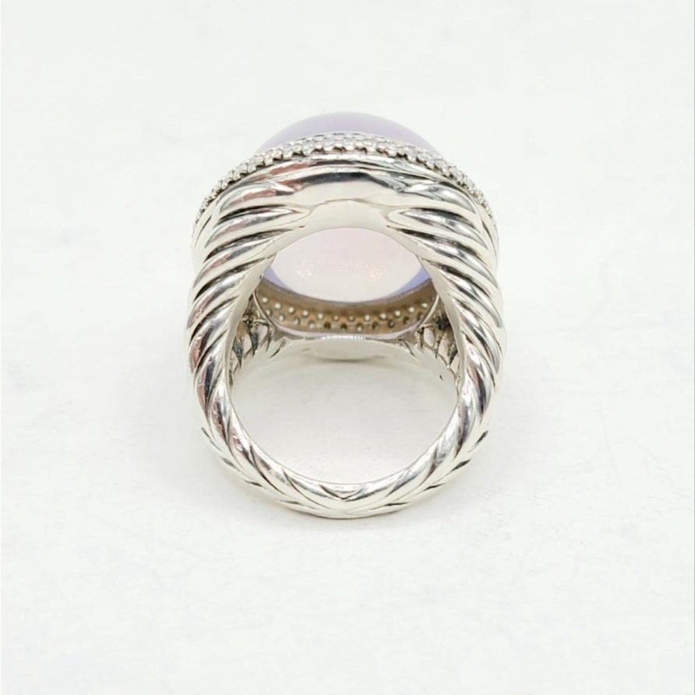 David Yurman Signature Oval Ring With Lavender Moonstone And Diamonds - Picture 8 of 15
